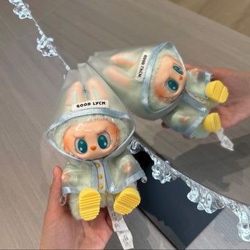 Rain Ready! Labubu Raincoat for Gen 1/2/3 – Trendy Streetwear for Soft Vinyl Figures(not including the doll)