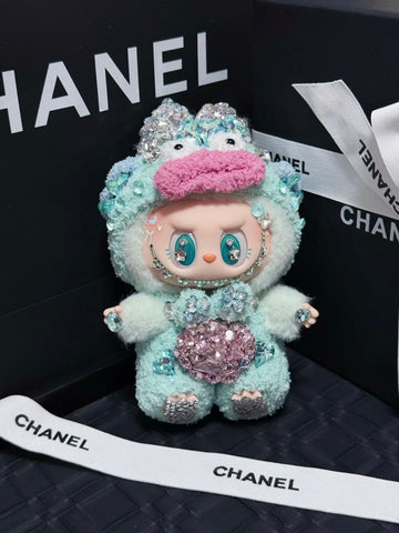 Pre-Order: Authentic Standing Labubu Plush Doll Charm – Handmade with Swarovski Crystals (7–10 Days)