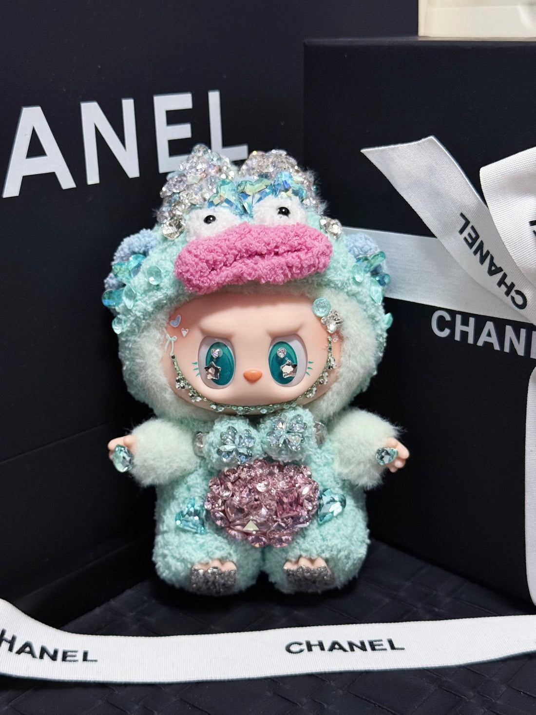 Pre-Order: Authentic Standing Labubu Plush Doll Charm – Handmade with Swarovski Crystals (7–10 Days)