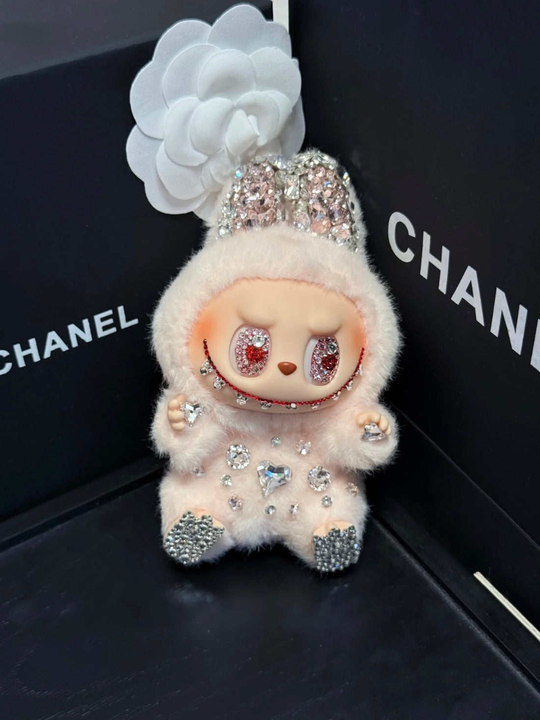 Pre-Order: Authentic Standing Labubu Plush Doll Charm – Handmade with Swarovski Crystals (7–10 Days)
