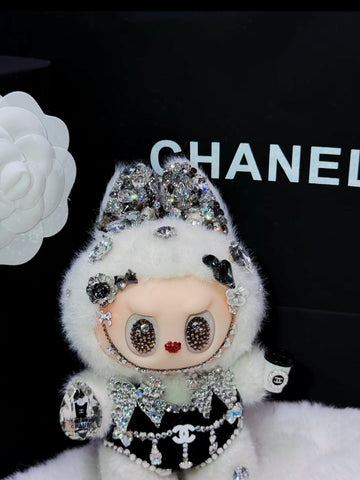Pre-Order: Authentic Standing Labubu Plush Doll Charm – Handmade with Swarovski Crystals (7–10 Days)