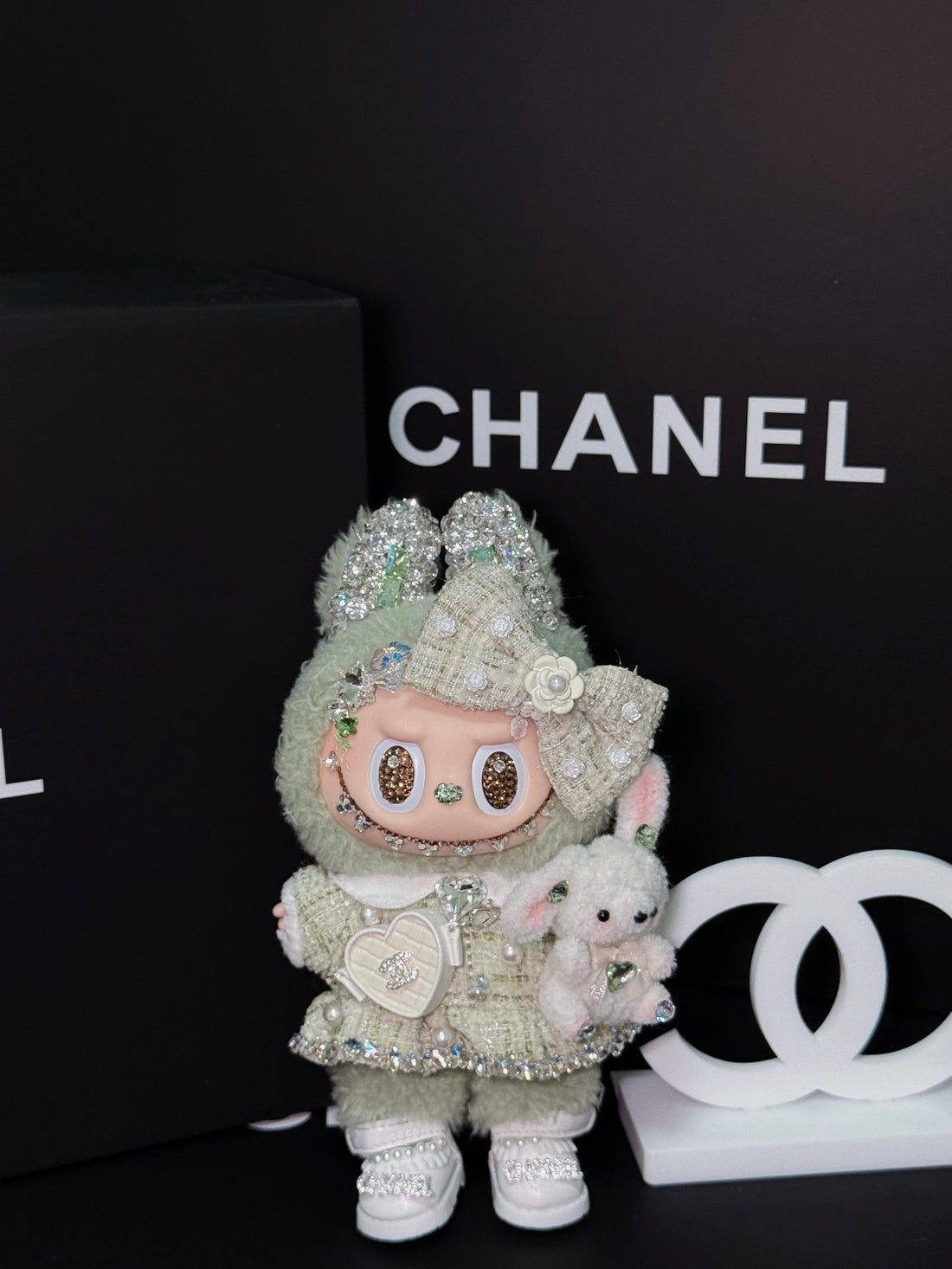 Pre-Order: Authentic Standing Labubu Plush Doll Charm – Handmade with Swarovski Crystals (7–10 Days)