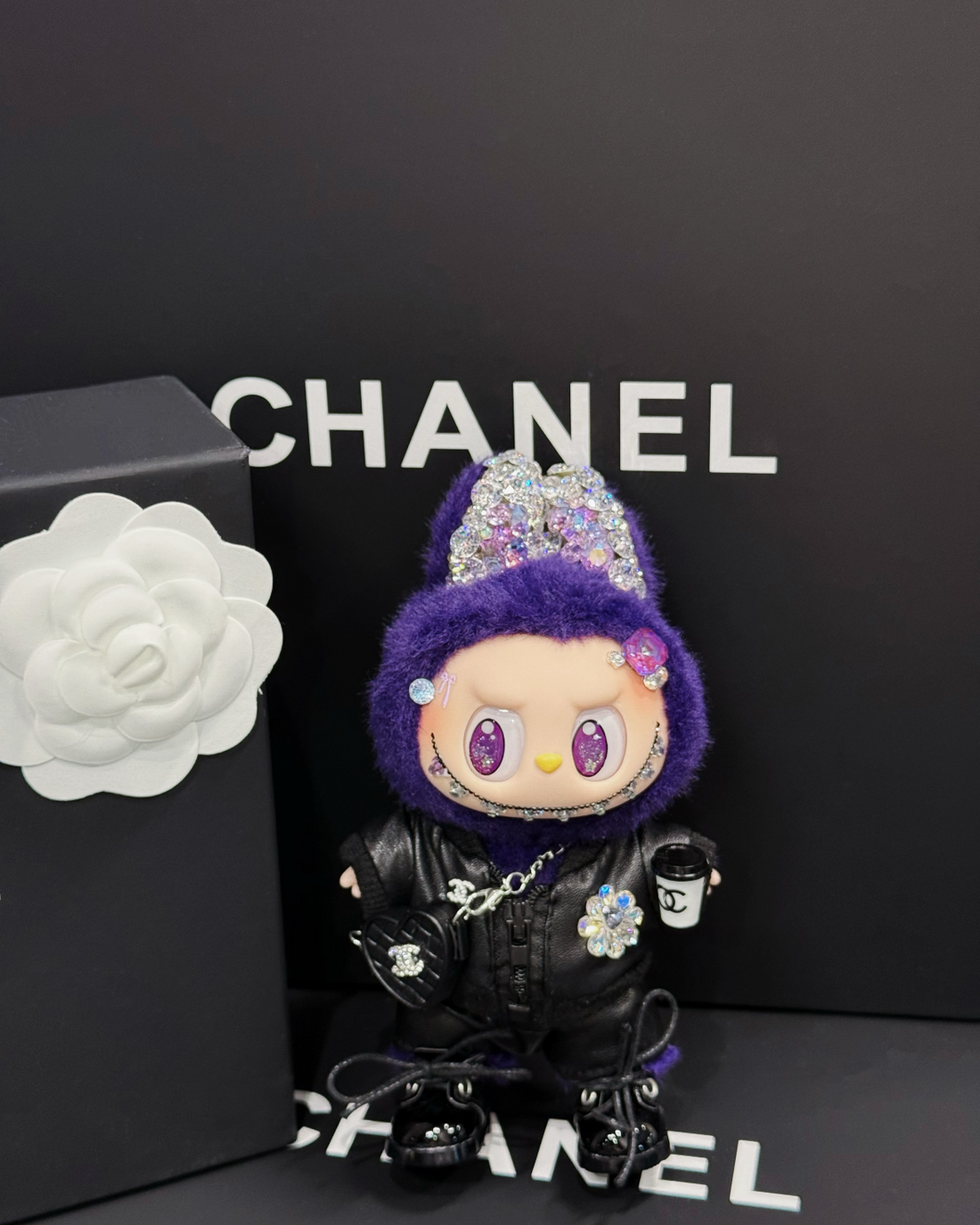 Pre-Order: Authentic Standing Labubu Plush Doll Charm – Handmade with Swarovski Crystals (7–10 Days)