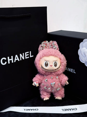Pre-Order: Authentic Standing Labubu Plush Doll Charm – Handmade with Swarovski Crystals (7–10 Days)