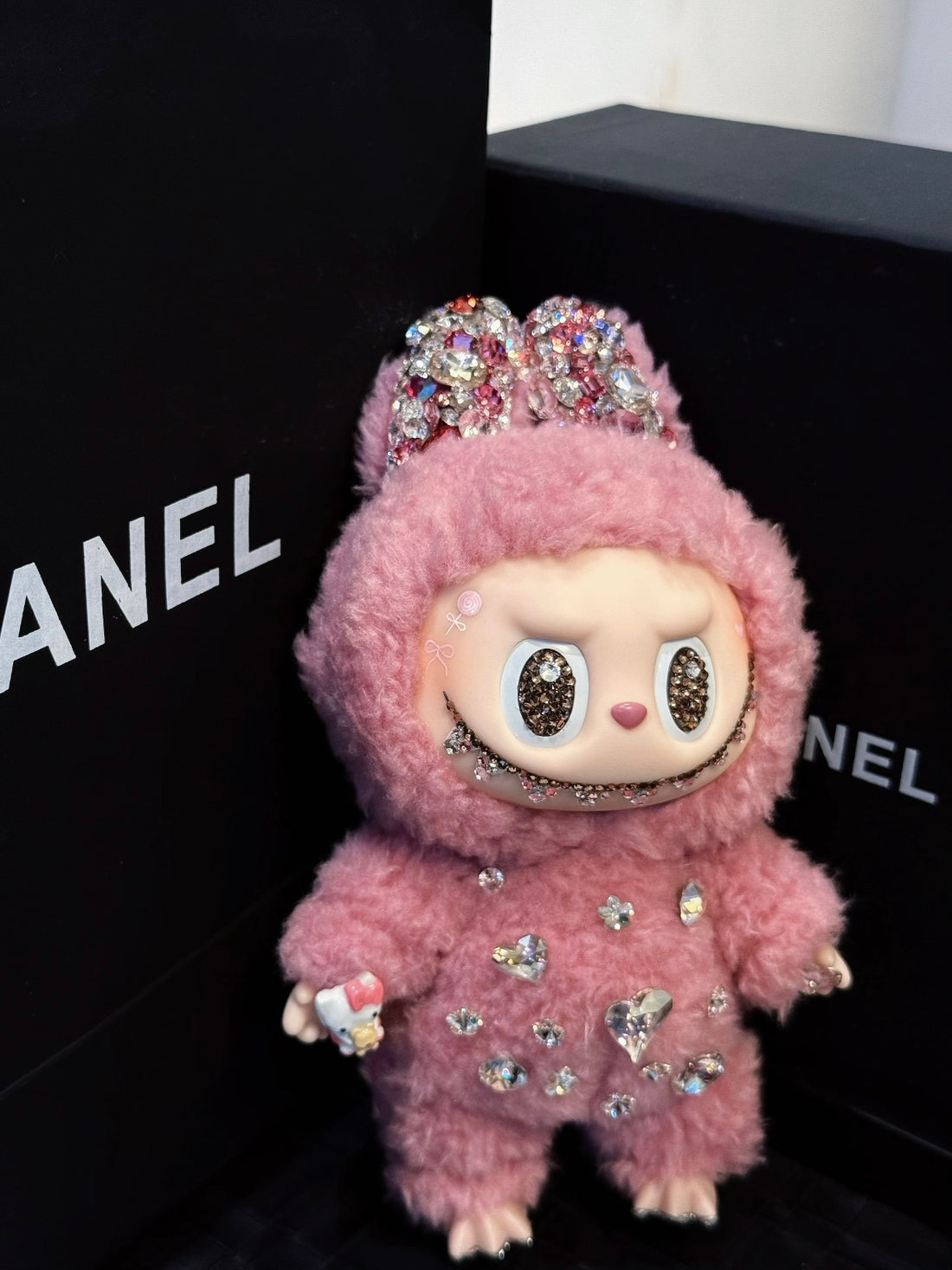 Pre-Order: Authentic Standing Labubu Plush Doll Charm – Handmade with Swarovski Crystals (7–10 Days)