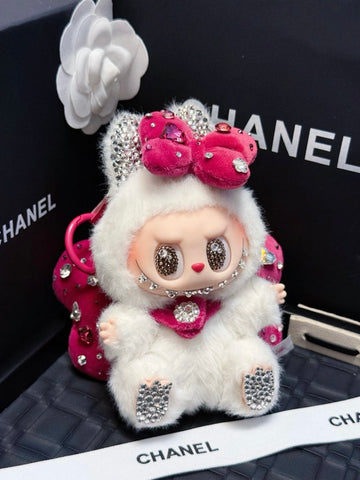 Pre-Order: Authentic Standing Labubu Plush Doll Charm – Handmade with Swarovski Crystals (7–10 Days)