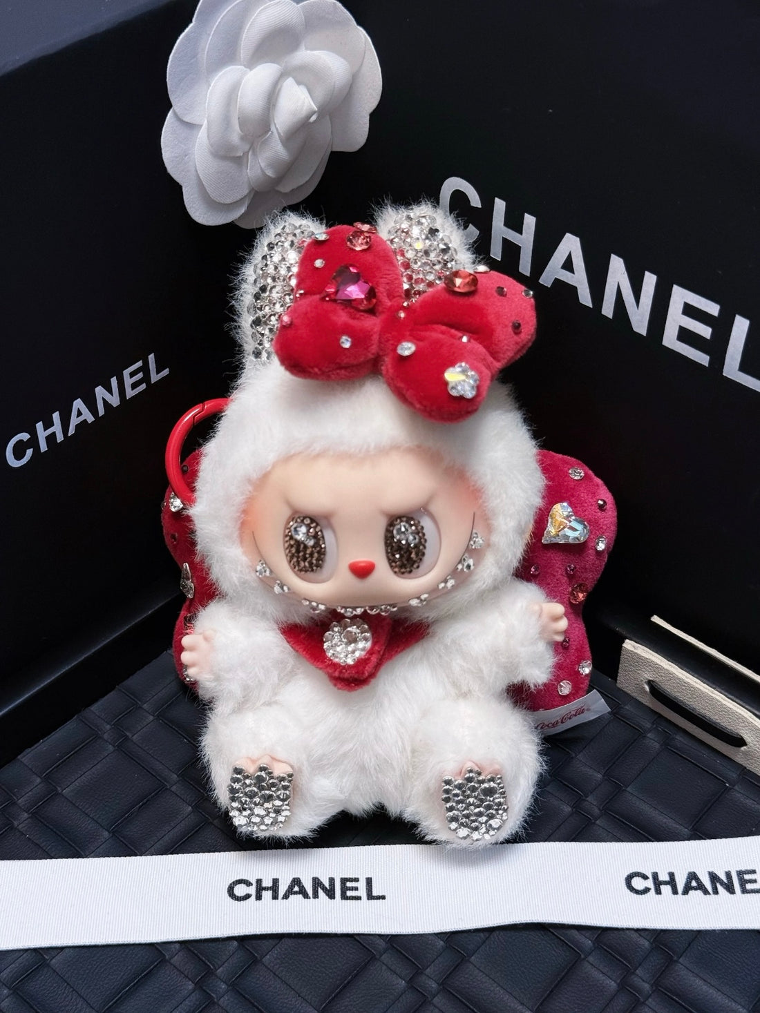 Pre-Order: Authentic Standing Labubu Plush Doll Charm – Handmade with Swarovski Crystals (7–10 Days)