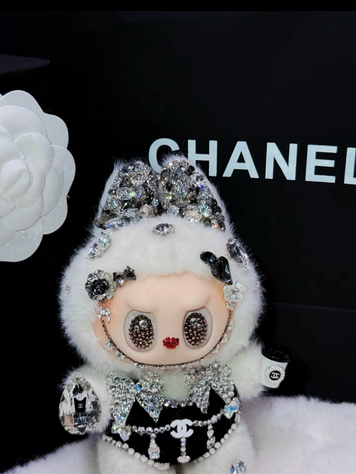 Pre-Order: Authentic Standing Labubu Plush Doll Charm – Handmade with Swarovski Crystals (7–10 Days)