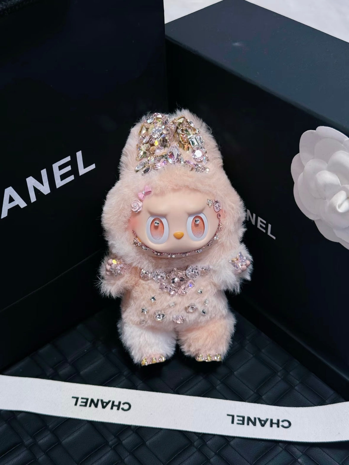 Pre-Order: Authentic Standing Labubu Plush Doll Charm – Handmade with Swarovski Crystals (7–10 Days