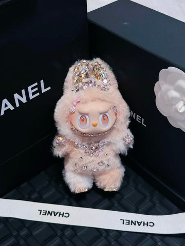 Pre-Order: Authentic Standing Labubu Plush Doll Charm – Handmade with Swarovski Crystals (7–10 Days